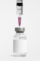 Wall Mural - Blank white label on medicine bottle glass vial for injection