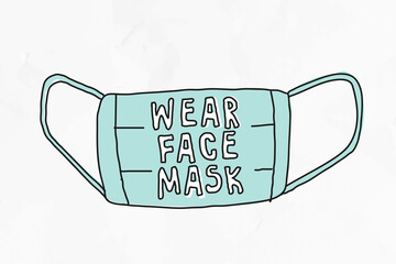 Wall Mural - Wear face mask in the new normal doodle illustration