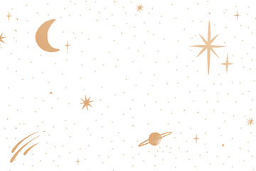 Sticker - Galaxy gold starry sky on white background