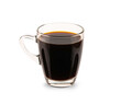 Hot black coffee in glass cup isolated on white background.