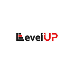 Wall Mural - Level up text business logo design.