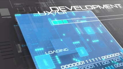 Wall Mural - development ux-ui wireframe prototype project modern digital smartphone in future virtual 3d video t