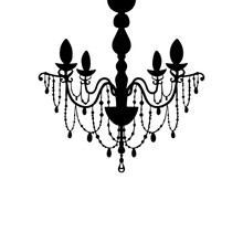Vector Chandelier Silhouette Isolated On White Background. Vintage Classic Design