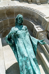 Canvas Print - The Statue of Jesus Christ in front of Santa Luzia basilic in Viana do Castelo, Portugal