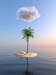 small tropical desert island in the sea