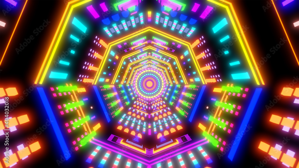 Multicolor Trippy Abstract Neon Lights Music Video Background 3D ...