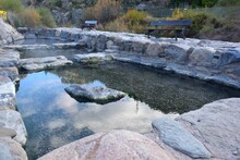Thermal Water Pools In The Village Of Arnedillo. Thermal Water Pools Conditioned In Stone.