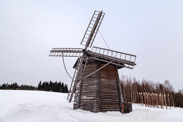 Old windmill in winter