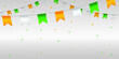 India Independence Day and Republic Day concept greeting background on transparent grid with tricolor confetti. Decorative elements for national day of India.
