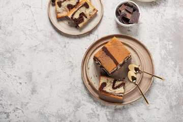 Wall Mural - Sweet marble cake with chocolate