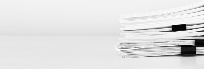 Stack of report paper documents for business desk, Business papers for Annual Reports files. Business and financial concept.