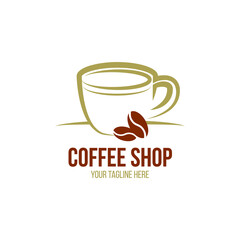 Wall Mural - Cafe vector emblem. Cup of coffee logo