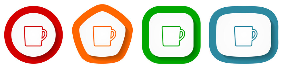 Poster - Drink, cup of coffee vector icons, set of pentagon, square, oval and circle shape buttons