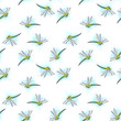seamless background with handdrawn dragonfly