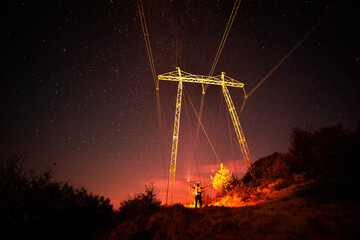 High voltage line in the Alps.