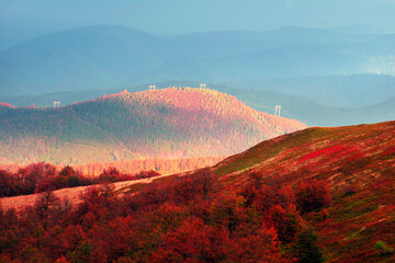 Wall Mural - High-voltage line in the Carpathians.