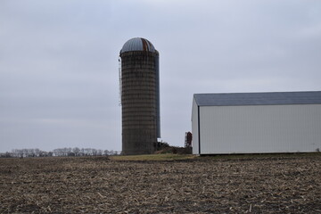 Canvas Print - Silo by a Barn