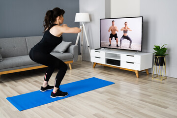 Wall Mural - Online TV Home Fitness Workout