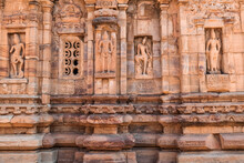 Ancient Sculptures On Iconic Rock Temples Of Pattadakal, Karnataka, India.
