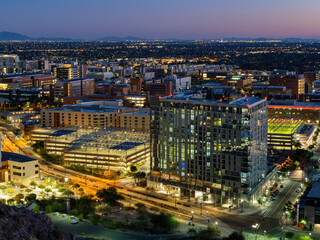 Wall Mural - High angle view of the Tempe cityscape from A Mountain