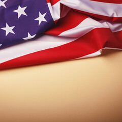 Wall Mural - Closeup of American flag on plain background. USA Memorial Day.