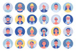 People avatar bundle set. User portraits. Different human face icons. Male and female characters. Smiling men and women characters. Flat cartoon style illustration