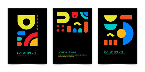 Wall Mural - Poster template, Company identity brochure template collection. Business presentation vector A4. Corporate report cover abstract geometric illustration design layout bundle. Abstract art