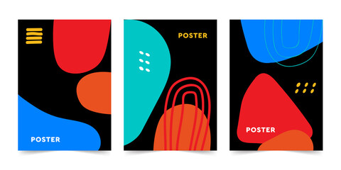 Wall Mural - Poster template, Company identity brochure template collection. Business presentation vector A4. Corporate report cover abstract geometric illustration design layout bundle. Abstract art