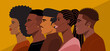 Portrait of Young African American Hairstyles. Vector