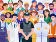 Group of Diverse People with Various Occupations. Vector