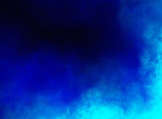 Blue haze and light blue light on a black background.  The illustration created on the tablet is used as an abstract background.