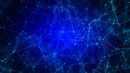 Wall Mural - moving dots and lines transform. network connection structure.