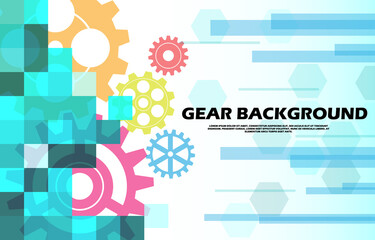 Abstract gear wheel pattern on a colorful technology square background EP.1