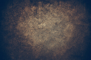 Aufkleber - grunge old concrete floor pattern with crack texture background vignette vintage tone for overlay design.