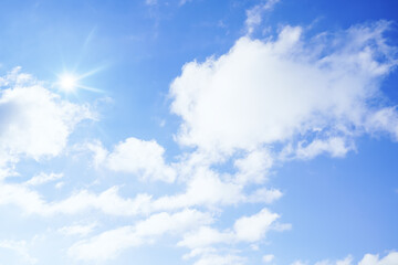 Wall Mural - blue sky white clouds sunshine background