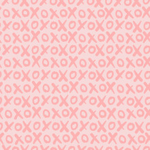 Hugs And Kisses Abbreviation Seamless Pattern. Xoxo Gentle Pink Background. Love Relationship Valentines Day Design. Vector Illustration