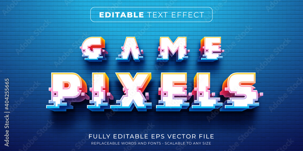 Editable text effect in arcade pixel game style - obrazy, fototapety, plakaty 