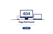 Vector Illustration 404 Error Page Not Found Banner. Computer, Laptop And Phone With Text 404. System Error, Broken Page. For Website. Web Template. Blue. Eps 10