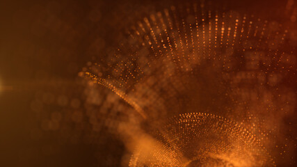 Poster - Abstract luxurious, premium glittering golden particles wave motion background floating in cyberspace background