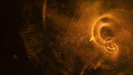 Poster - Abstract luxurious, premium glittering golden particles wave motion background floating in cyberspace background