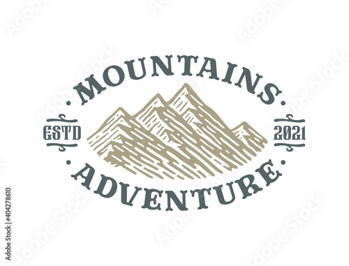 Fototapeta Himalaje  projektowanie-logo-w-stylu-vintage-z-gorska-i-plenerowa-przygoda