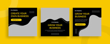 Set Of Editable Templates For Instagram Post, Facebook Square, Corporate, Advertisement, And Business, Fresh Design With Simple Black Yellow Color (2/3)