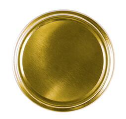 Golden bottle lid isolated on white background, top view