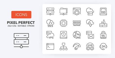 Wall Mural - hosting line icons 256 x 256