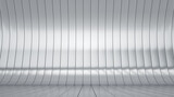 Fototapeta Przestrzenne - Empty abstract industrial background of curved metal stripes. 3D render