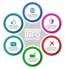 Leinwandbilder - Infographic vector template for presentation, chart, diagram, graph, business concept with 6 options