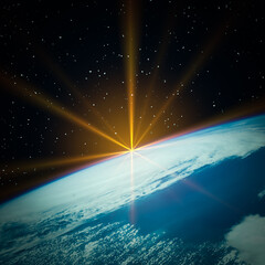 Wall Mural - Highly detailed epic sunrise from space. The elements of this image furnished by NASA.