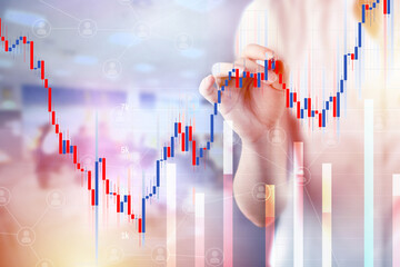 Forex trading technical analysis concept with candlestick chart