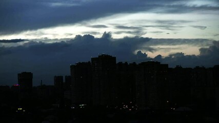 Wall Mural - Sunset beautiful clouds over the city timelapse 4k