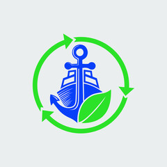 Poster - ship anchor leaf logo design creative idea